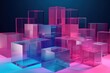 © Angus.YW - 3d render of abstract background with cubes in blue and pink colors, generative Ai