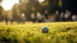 Golfball on the green summertime with a crowd in the background - Generative AI