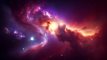 Abstract outer space nebula galaxy abstract background. Generative AI.