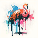 Fototapeta Zwierzęta - Colorful flamingo pop art