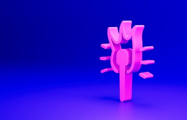 Sticker - Pink Torch flame icon isolated on blue background. Symbol fire hot, flame power, flaming and heat. Minimalism concept. 3D render illustration