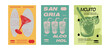 © zhu - Mojito, Aperol Spritz, Sangria Cocktail recipe with ingredient. Summer aperitif with ice. Garnished alcoholic beverage graphic print. Minimalist contemporary vertical print. Vector illustration