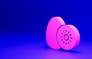 Sticker - Pink Kiwi fruit icon isolated on blue background. Minimalism concept. 3D render illustration