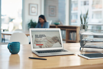 Poster - How solid is your strategy. Closeup shot of a laptop on a table in an office.