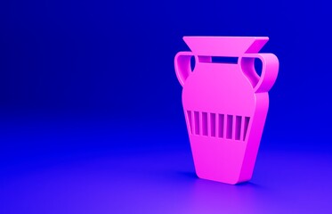 Poster - Pink Egyptian vase icon isolated on blue background. Symbol of ancient Egypt. Minimalism concept. 3D render illustration