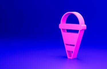 Sticker - Pink Fire cone bucket icon isolated on blue background. Metal cone bucket empty or with water for fire fighting. Minimalism concept. 3D render illustration