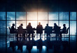 © Thares2020 - Several people at table gathered around conference table in style of silhouette lighting
