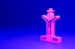 © Kostiantyn - Pink Productive human icon isolated on blue background. Idea work, success, productivity, vision and efficiency concept. Minimalism concept. 3D render illustration