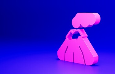 Sticker - Pink Volcano icon isolated on blue background. Minimalism concept. 3D render illustration