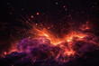 Fond d'écran d'étincelles oranges dans une fumée violette » IA générative