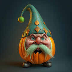 Wall Mural - Halloween Pumpkin Gnome - Ai Generative