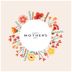 Wall Mural - Happy Mother's Day vector greeting cards set with flowers	