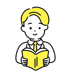 かわいい人物のイラストシリーズ _ 男性のオフィスワーカー _ 読書　