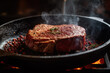 veal steak in a pan generative ai