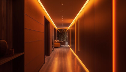 Wall Mural - Luxury modern apartment with futuristic lighting design generated by AI