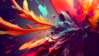 Wall Mural - Colorful Paint Explosion - Abstract Background - Generative AI