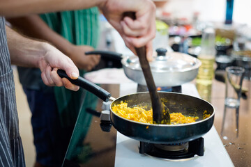 Preparing traditional indian food