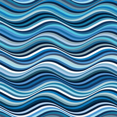 Canvas Print - Seamless wavy blue lines pattern. Geometric abstract sea waves. Striped vector illustration to be used as a background or for textile, wrapping, and decorating projects.