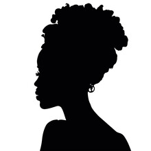 Black Woman Silhouette Vector Illustration With Isolated Background