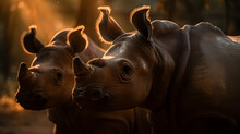 Close Up Of Two Baby Rhinos