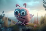 Fototapeta  - A whimsical illustration of a creature or character from a children's story in a dreamy landscape, Generative AI