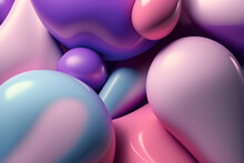 Generative AI Illustration Of Pink And Blue Abstract Background With Smooth Soft Shapes