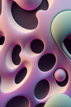 Generative AI Image Of Pink And Green Abstract Background With Round Shaped Holes