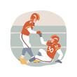 Teammate support isolated cartoon vector illustration. Teenage footballer showing teamwork, helping another player get up, sport support, active lifestyle, football game vector cartoon.