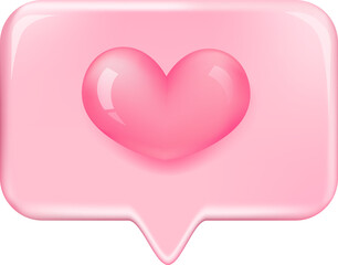 Wall Mural - love with heart icon symbol and social media communication sign icon on website. 3d technology icon 