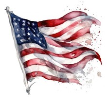 Watercolor Flag Of America.