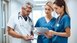 © GustavsMD - Medical Professionals Doctor and nurse Consult on Patient Case in Hospital. Generative AI.