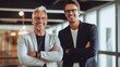 © GustavsMD - Male Business professionals posing for a group photo with smiles. Generative AI.
