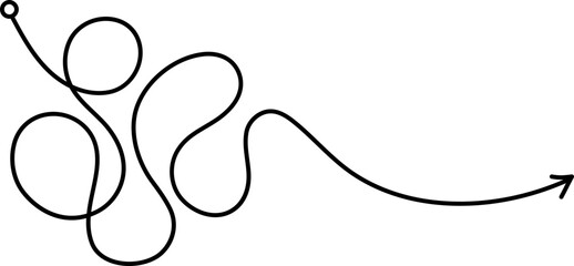 Wall Mural - complex and easy messy line. vector hand drawn doodle scribble. starting graphic point and arrow