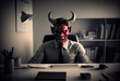 Office monster, toxic boss, digital illustration generative AI, office daemon, bullying
