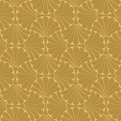 Wall Mural - Abstract geometric leaves on a yellow background. Decorative ornamental texture. Art deco nouveau style.