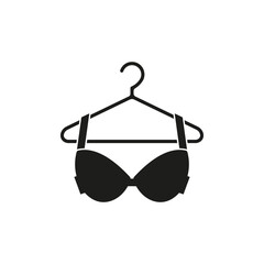 Poster - Bra is on hanger icon. Vector. Flat design.