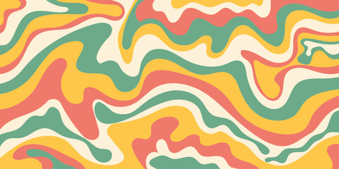 Wall Mural - Psychedelic swirl groovy pattern.Groovy liquid background in trendy 70s, 80s style.Vector illustration