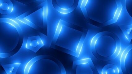 Wall Mural - 3d render, abstract geometric background. assorted neon linear shapes glowing in the dark. minimalis