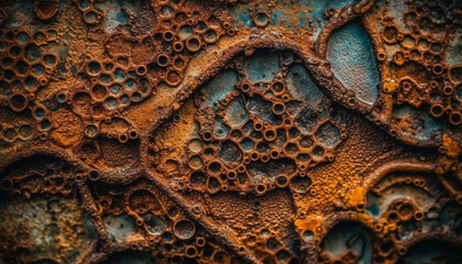 rusty metallic plate with abstract textured effect generated by ai