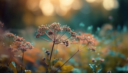 Sticker - Fresh wildflower meadow in soft morning dew generated by AI