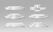 © Ole moda - Set of blank stage or pedestal mockups. Podium, abstract geometric empty museum scenes, exhibits for award ceremony or product presentation. geometric empty product stands, realistic 3d vector set.