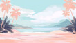 Pastel colors of tropical beach drawing background, Summer holiday and travel vacation concept (generative AI)