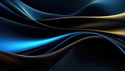 Wall Mural - Abstract wavy glossy gold and cyan turquoise background. Generative AI