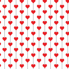Canvas Print - abstract red heart and line pattern art.