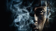 © S... - Human skull with smoke on black background. Halloween concept.generative  ai
