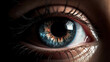 Close up of a beautiful blue female eye. Macro shot of human eye.generative ai