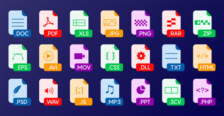 Poster - web file labels icon set vector illustration.