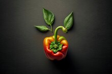 Fresh Red And Green Pepper On Isolated Background, Copy Space , Generative Ai