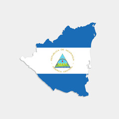 Wall Mural - nicaragua map with flag on gray background