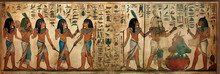 Old Historical Egyptian Painting With Egyptian Hieroglyphs, Generative AI